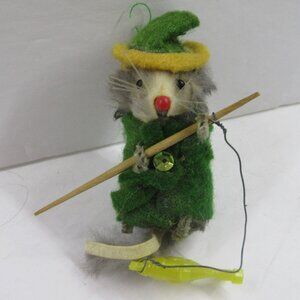 Original Fur Toys Mouse West Germany 2" Fisherman Vintage Real Fur